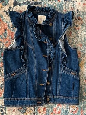 Sezane Ruffle Denim Vest